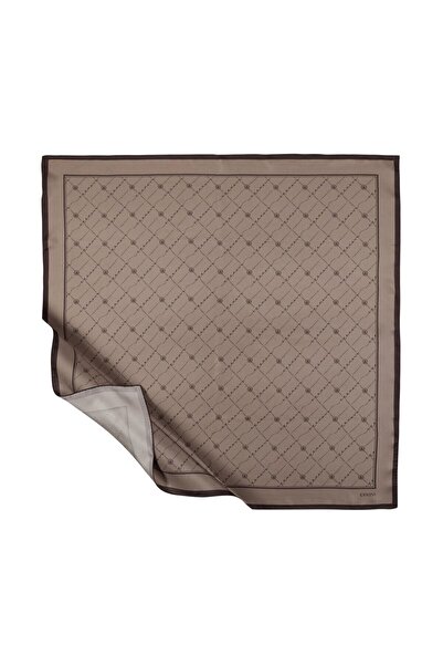 ipekevi Μεταξωτό Φουλάρι Twill - Μονόγραμμα - Ashy Brown