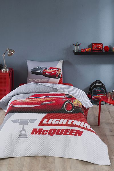 Özdilek Cars Piston Cup Single Disney Licensed Elastic Fitted Bed Sheet Quilted Children's Duvet Cover T