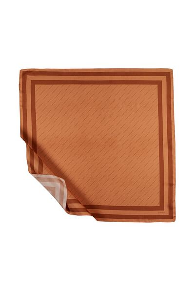 ipekevi Eșarfă din mătase twill - Signature în dungi - Maro
