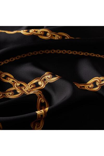 ipekevi Μεταξωτό μαντίλι Twill - Rococo Model 03 - Μαύρο