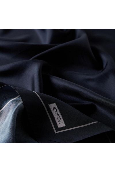 ipekevi Μεταξωτό κασκόλ Navy Blue Silkhouse Twill - Κορνίζα