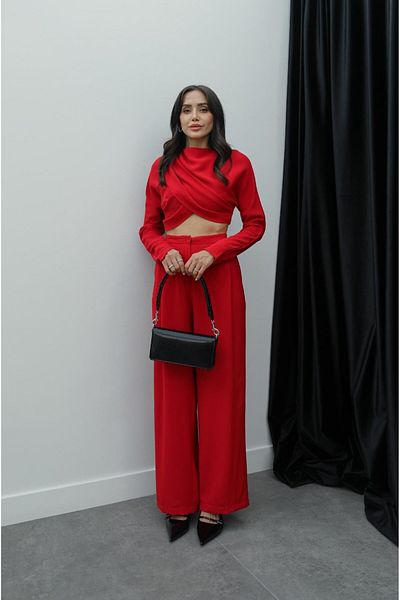 Havoş Red Cross Double-breasted Blouse Trousers Set