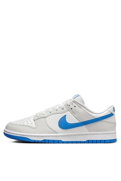 Nike Dunk Low Retro - Men's Genuine Leather Sneakers White Blue Swoosh