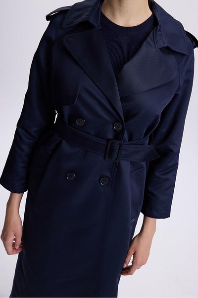 Zühre Μπλε Navy Shoulder Epaulet Trench Coat 13563 - Λεπτομέρεια στην πλάτη