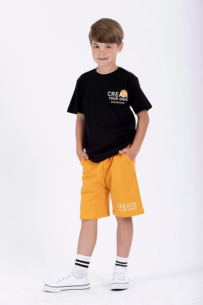 zepkids Κείμενο εμπριμέ Μαύρο Χρώμα Boy's Capri Suit