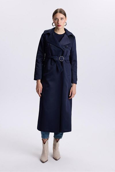 Zühre Καμπαρντίνα Navy Blue Hooded Trench 13533 - Λεπτομέρεια με κουμπιά