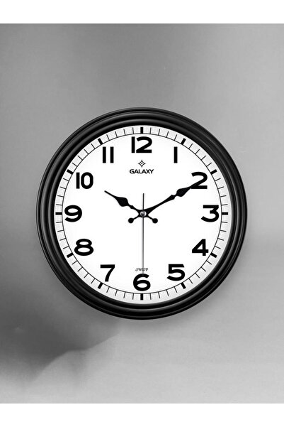 teknotrust ساعة جدارية كلاسيكية من جالاكسي D-200-K باللون الأسود مع حركة صامت...