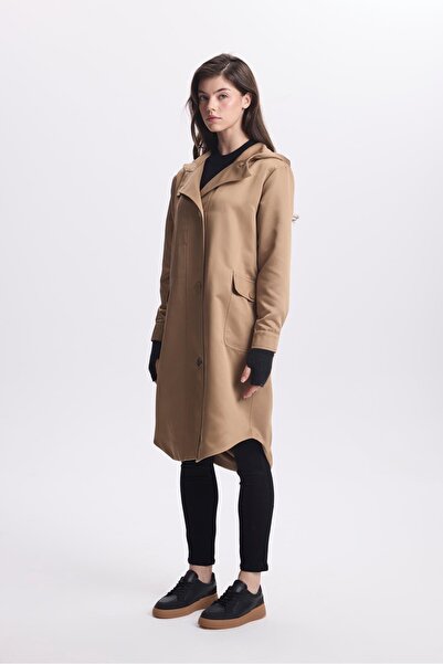 Zühre Kapüşonlu Cep Detaylı Camel Trençkot 13612