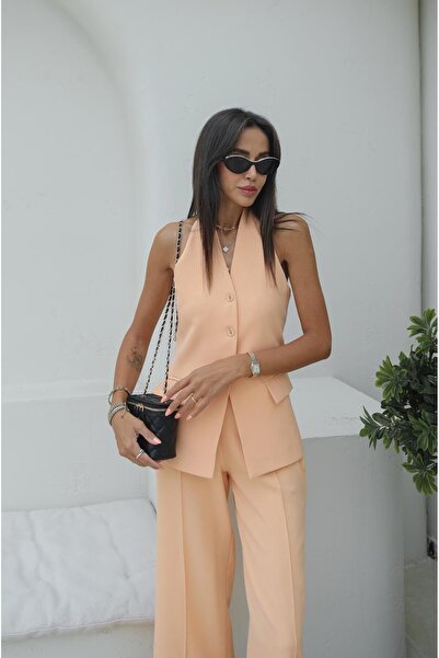 Havoş Hillary Salmon Vest and Trousers Set - Hanging Neck