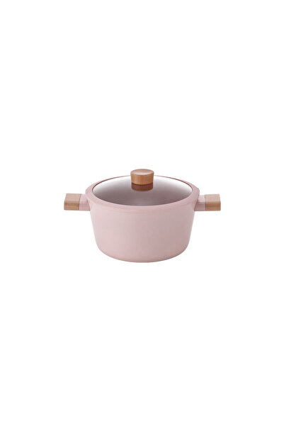 Prima Nova Pink Blossom 24cm Aluminum Cast Deep Pot with Glass Lid