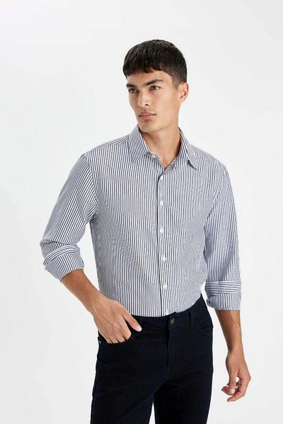 DeFacto D6003 Μακρυμάνικο πουκάμισο Modern Fit Crinkle