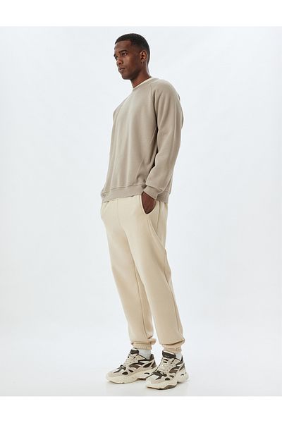 Koton Baumwollmischung mit elastischem Bein – Schnür-Jogginghose mit Taille und Taschen