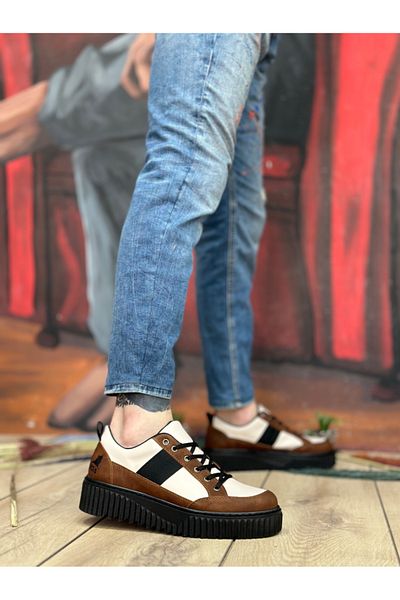 BOA BOA BA0804 - High Black Men's Shoes, Brown Detail and Laces