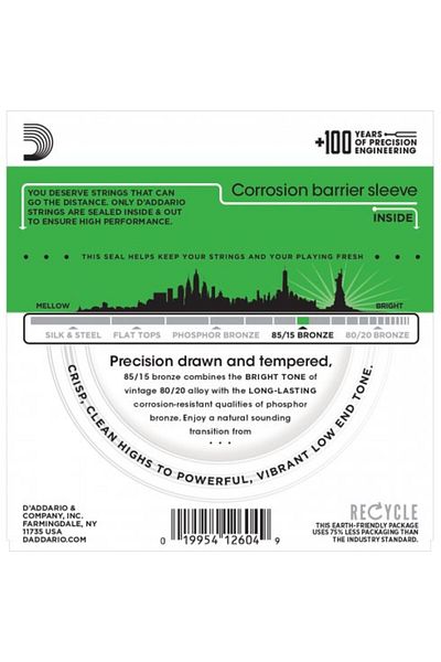 Daddario Ez890 Acoustic Guitar String Set, 85/15 Bronze, Super Light D'Addario Ez890 American Made 85/1