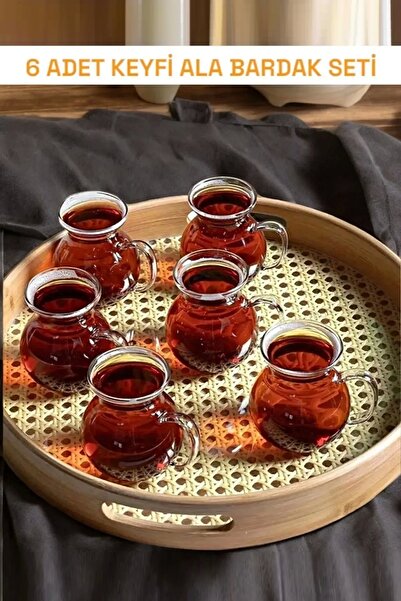 Rosemor 6lı Bardak Takımı Kulplu Çay Fincanı Bardağı Seti Royal Keyfi Ala Bor...