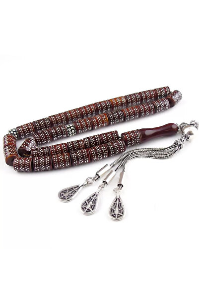 Tesbih Ruyasi El İşi Gümüş İşlemeli Kesme Kuka Tesbih