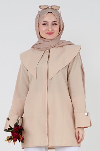 Sevitli Πουκάμισο με μεγάλο γιακά-μπεζ