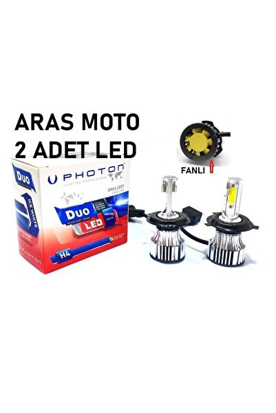 Fanlı Xenon Led Beyaz Ampül H4 12-24 V Duo Soğutucu Fanlı Model 2 Adet