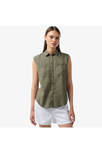 Lacoste Kadın Kolsuz Haki Gömlek