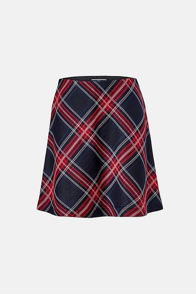 Tchibo Women Pull On Plaid Mini Skirts, Red Combo