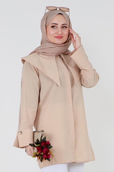 Sevitli Πουκάμισο με μεγάλο γιακά-μπεζ