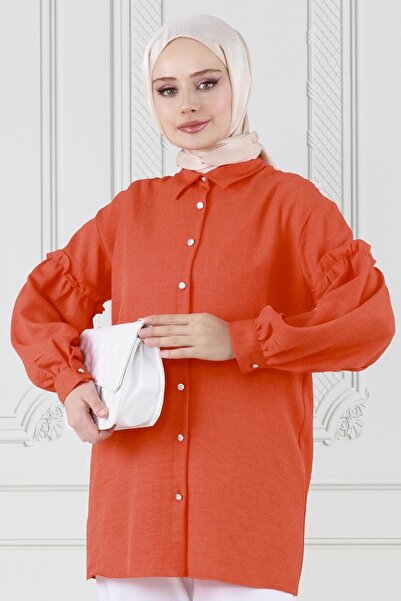 Sevitli تونيك برتقالي - كم كشكش مفصل