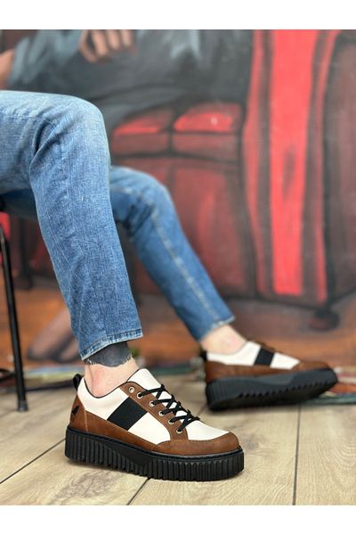 BOA BOA BA0804 - High Black Men's Shoes, Brown Detail and Laces