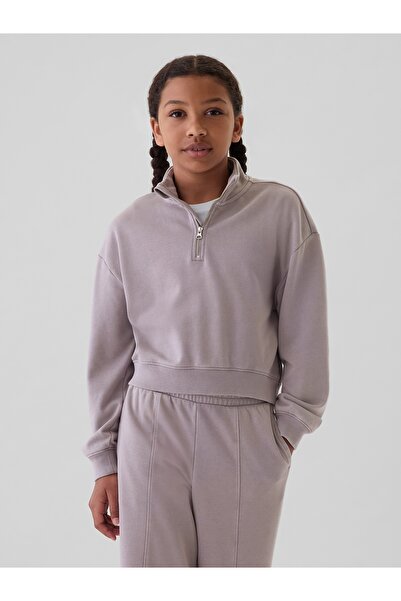 GAP Kız ÇocukVintage Soft Yarım Fermuarlı Crop Pullover Sweatshirt