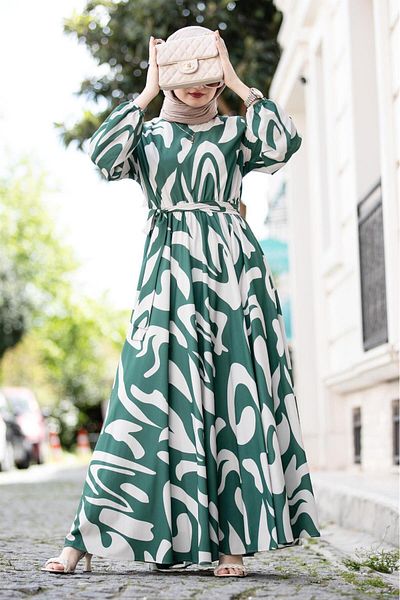 Sevitli Rochie cu model geometric-verde