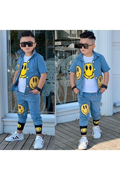 KOKOŞ BEBEK Boy's Smiling Face Cool Suit |   Between 2/12 Years