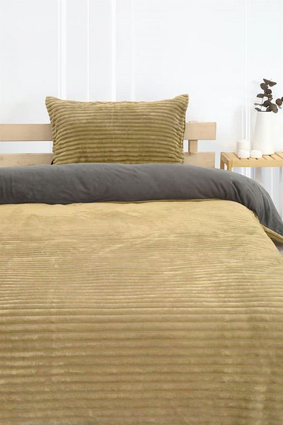 FAVORA Σετ Παπλωματοθήκη Μονό Merino Eternity Corded Λούτρινο - Μουστάρδα