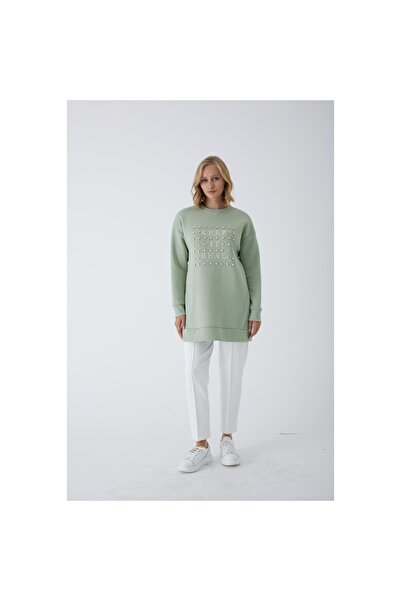 Moodbasic PEARLED TUNIC WITH STONE WRITTING INSIDE