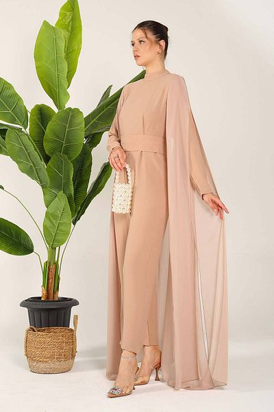 Melike Tatar Chiffon Jumpsuit - Stone Detailed, Model 32-6121