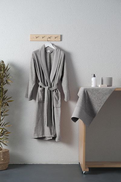 FAVORA Tuwa Unisex Βαμβακερό Σετ Μπουρνούζι Μονό Μέγεθος L - Ανθρακί