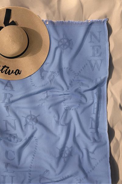 FAVORA Prosop de plajă în relief 100% bumbac Trend - Albastru