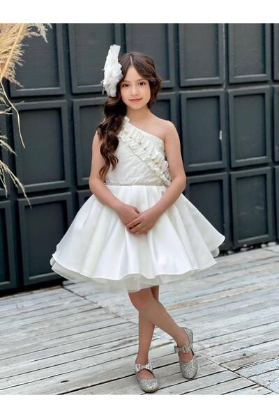 KOKOŞ BEBEK Kokoş Saten Abiye, Takçıkar Arka Papyon Dahil Saç Tokası | 2/5 Ya...