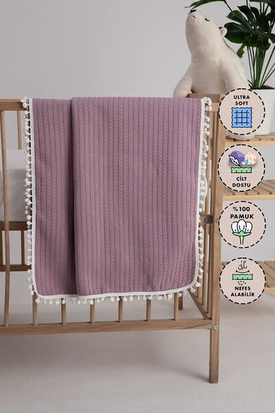 FAVORA %100 Pamuk Cherry Bebek Battaniyesi - Lila