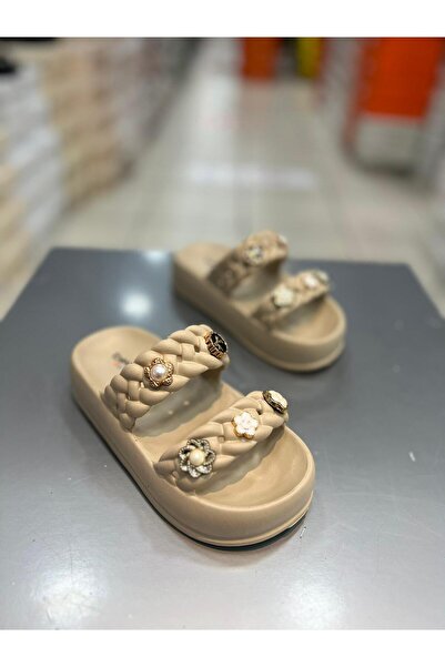 Akınal Bella Παντόφλες Καθημερινές Άνετες Πέτρινες για Κορίτσια