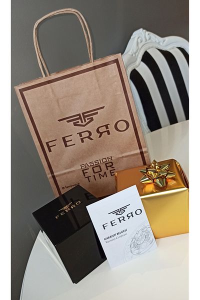 FERRO Brand Silver Color Steel Band, White Dial, Square Case Women's Wristwatch + Bracelet