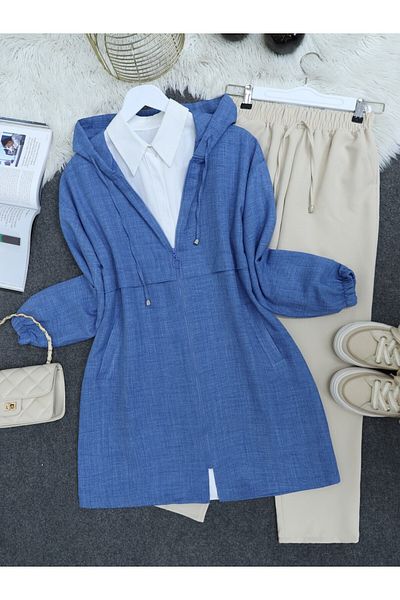 Modamorfo Indigoblaue Leinenkappe – Taschendetail