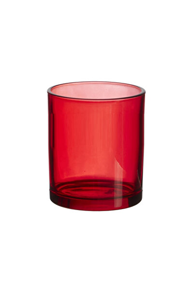 MumvemuM 6 Adet Kırmızı Transparan Cam Bardak Mumluk - Doluma Uygun 405