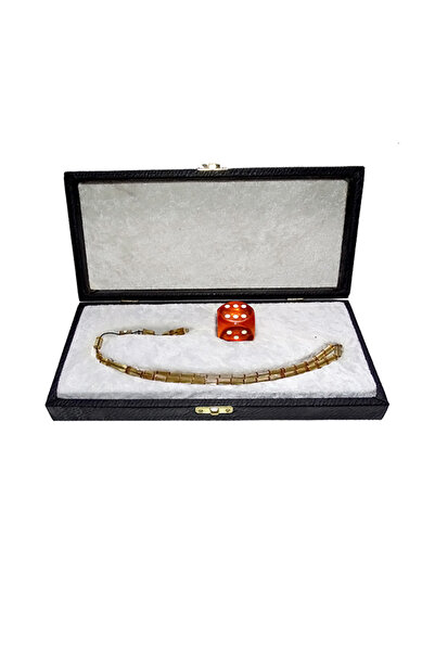 Tesbih Ruyasi صندوق خاص رائع - مجموعة خرزات الصلاة من النرد الناري والعنبر