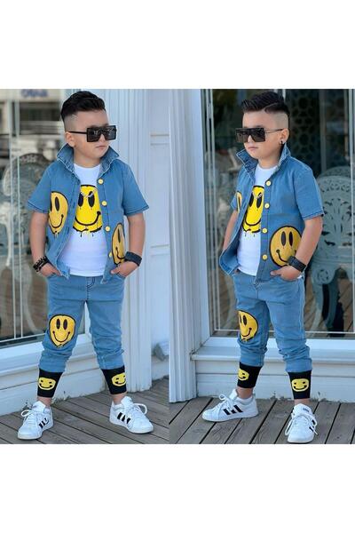 KOKOŞ BEBEK Boy's Smiling Face Cool Suit |   Between 2/12 Years