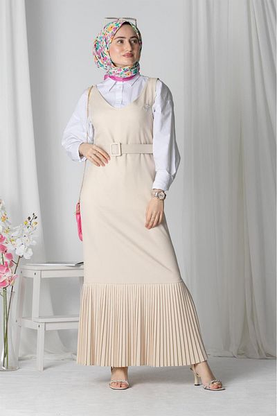 Sevitli Rochie Gilet - Bej