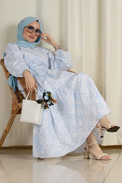 Sevitli فستان منقوش على شكل نجمة - أزرق فاتح