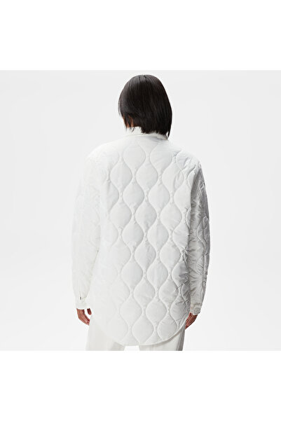 Lacoste Kadın Polo Yaka Kapitone Beyaz Ceket