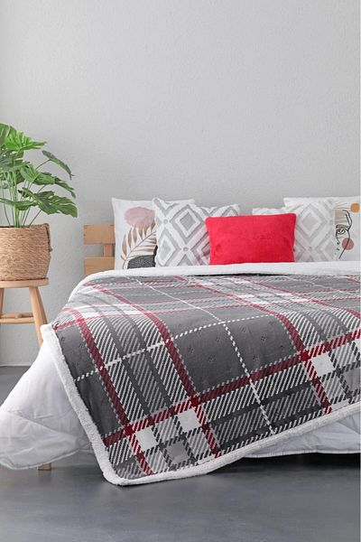 FAVORA Sherpa Anna Gray Double Sided Blanket