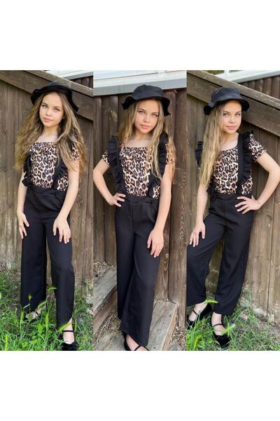 KOKOŞ BEBEK Double Strap Salopet, Hat, Blouse 3 Piece Set |   Between 3/8 Years