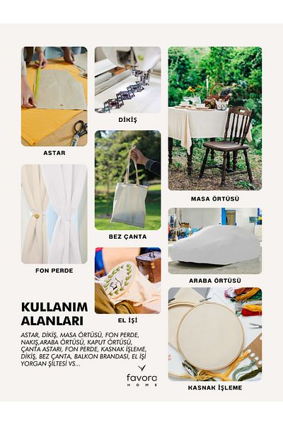 FAVORA 500x220 cm Κρεμ Χρώμα 100% Βαμβάκι 46 Σκέλη American Cloth Raw Punch Ύφασμα