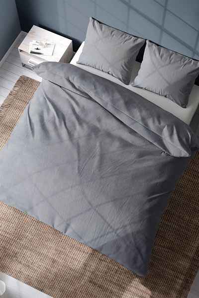 FAVORA Gold Double Duvet Cover Set - Anthracite
